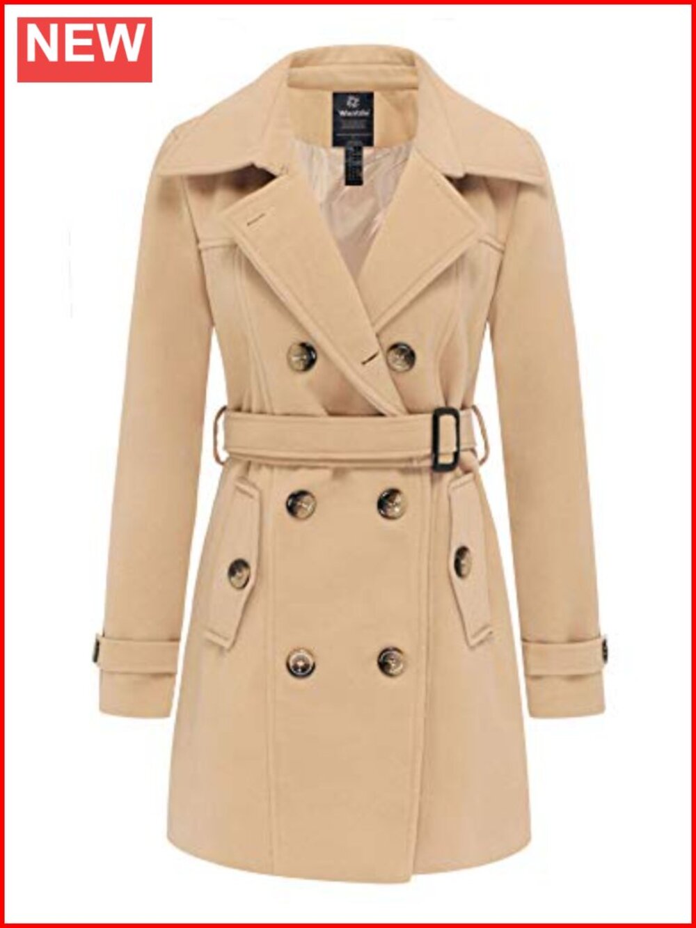 Women's Double Breasted Pea Coat Long Trench Windproof Winter